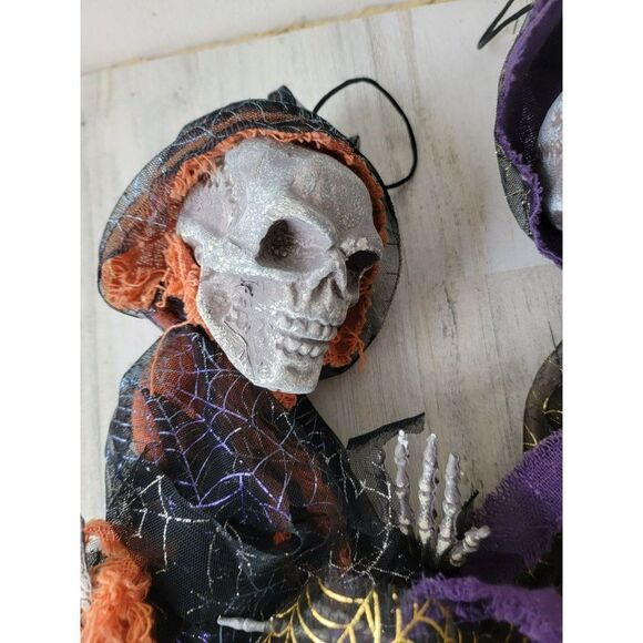 Spider web Grim Reaper AS IS hanging skeleton Halloween set decor - Picture 4 of 11